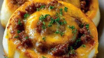 Cheeseburger-Röllchen mit Knoblauchbutter