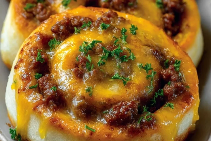 Cheeseburger-Röllchen mit Knoblauchbutter