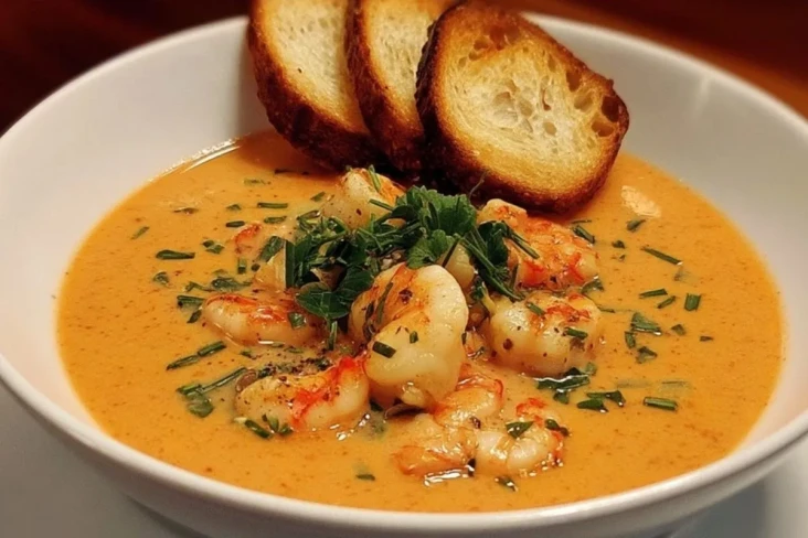 Cremige Krabben- und Garnelen-Bisque