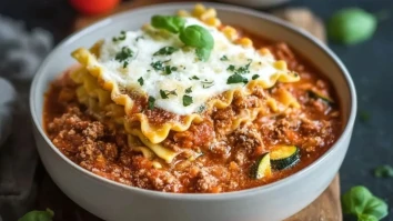 Einfache Proteinreiche Lasagnasuppe