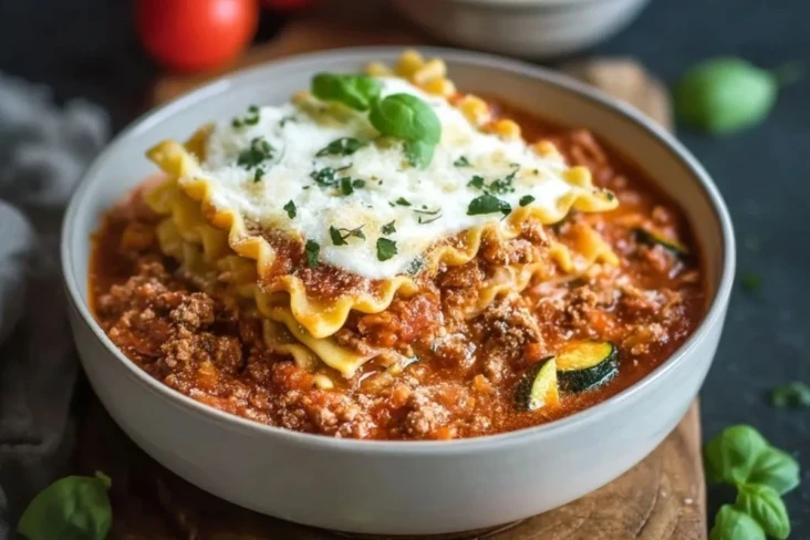 Einfache Proteinreiche Lasagnasuppe