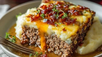 Hackbraten mit Kartoffelpüree und Käse