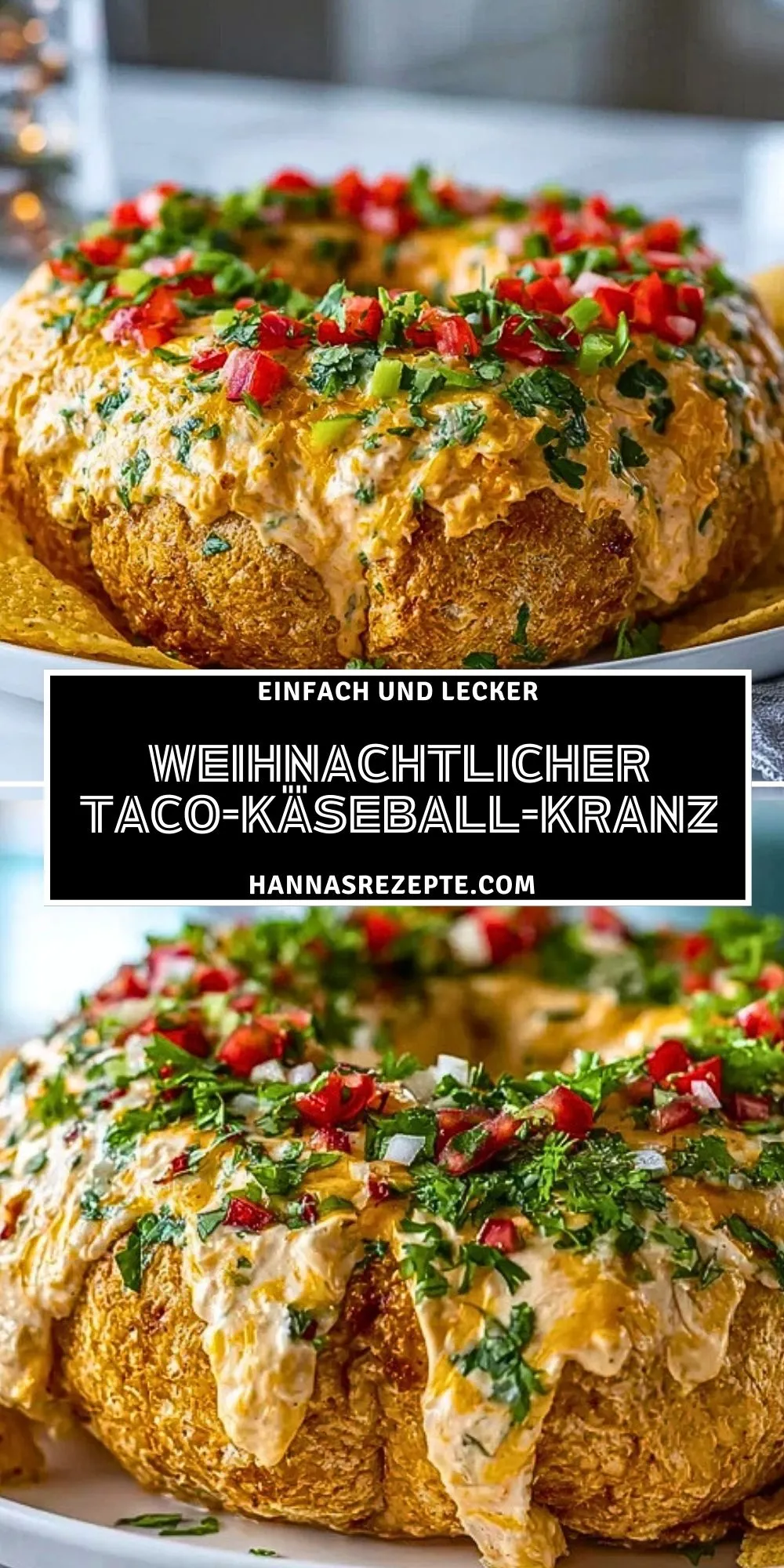 Weihnachtlicher Taco-Käseball-Kranz
