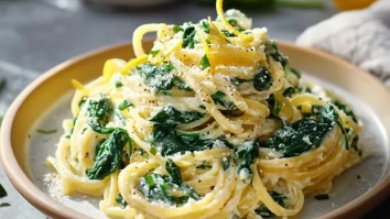 Zitronen-Ricotta-Pasta mit Spinat