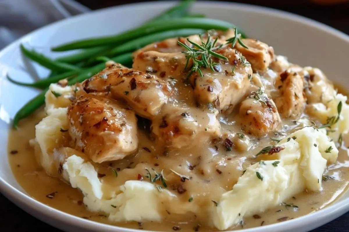 Cremiges Hähnchen mit Soße aus dem Slow Cooker