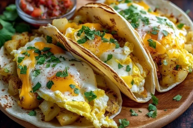 Einfache Frühstückstacos Mit Kartoffeln, Ei Und Käse