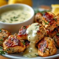 Gegrillte Hähnchenstücke mit Cremiger Knoblauchsauce