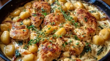 Herzhafter Knoblauchhühnchen-Gnocchi-Pfanne