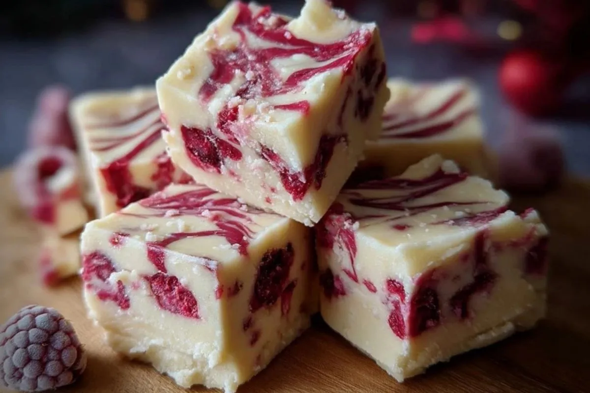 Himmlischer Weißer Schokoladen-Raspberry-Weihnachtsfudge