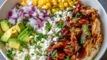 Hochprotein BBQ Hühnchen Quark-Bowl