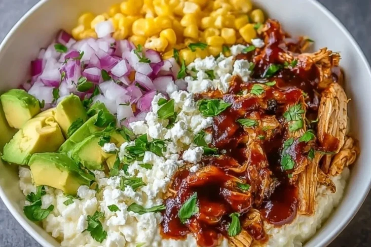 Hochprotein BBQ Hühnchen Quark-Bowl