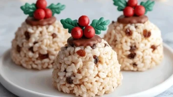 No-Bake Reis-Krispie-Weihnachtspuddings