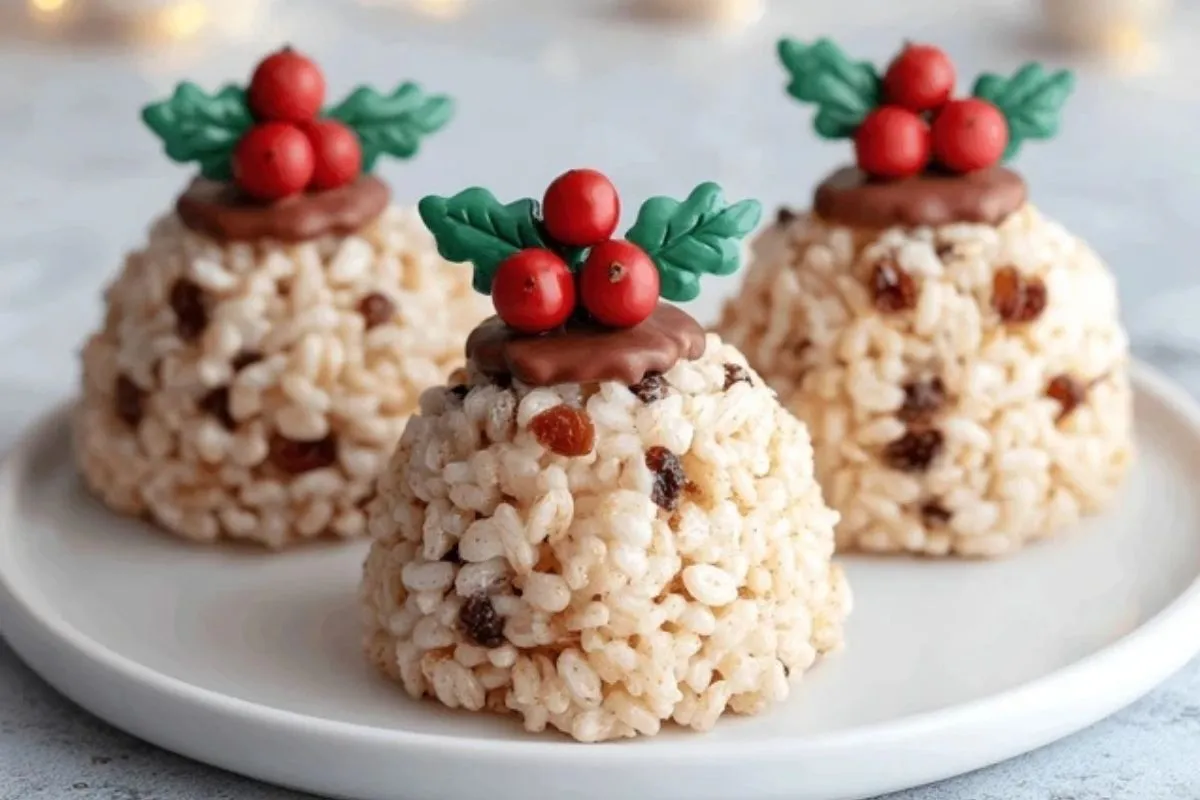 No-Bake Reis-Krispie-Weihnachtspuddings