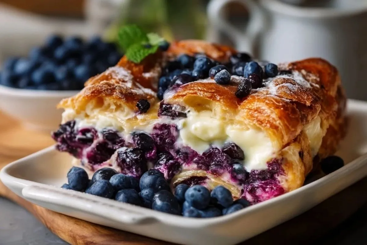 Blaubeer-Frischkäse-Croissant-Auflauf