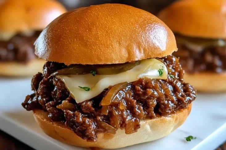 Französische Zwiebelfleisch-Sloppy Joes