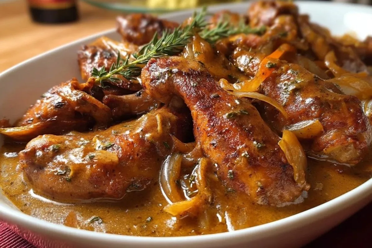 Geschmorte Truthahnflügel in Soße