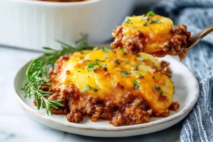 Hausgemachter Hackfleisch- und Kartoffelauflauf