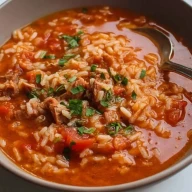 Herzhafte Tomaten-Reis-Suppe