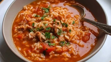 Herzhafte Tomaten-Reis-Suppe