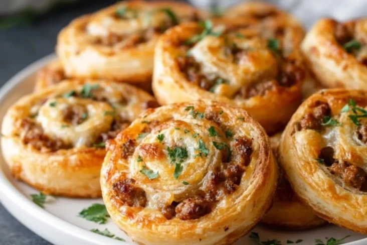 Käse-Blätterteig-Würstchen-Schnecken