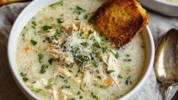 Knoblauch-Parmesan-Hühnchensuppe
