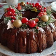 Schokoladen-Gugelhupf-Weihnachtskranz