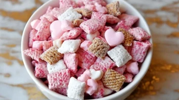 Valentinstag Erdbeer Cheesecake Puppy Chow