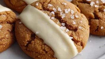 Weisse Schokolade Getauchte Karamell-Mandel-Kekse