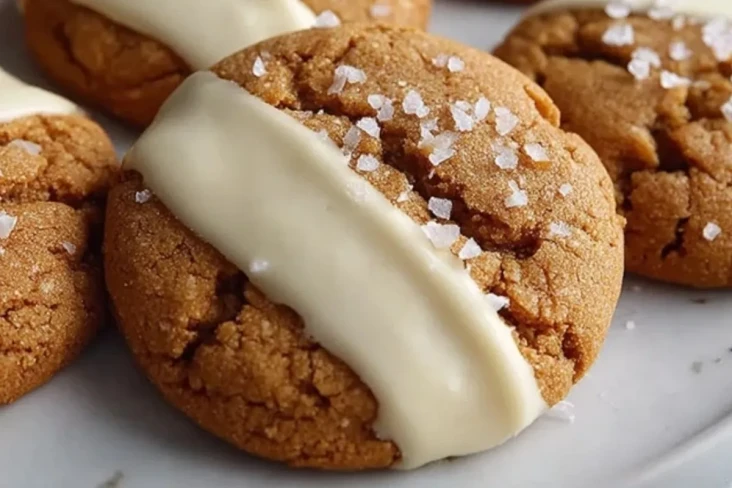 Weisse Schokolade Getauchte Karamell-Mandel-Kekse